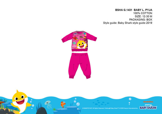 Baby Shark baby pajamas - jersey cotton pajamas - pink - 86-0